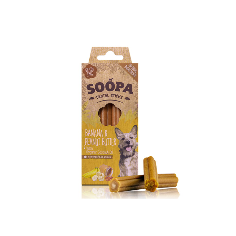 Soopa dental sticks banana & peanut butter (banan i masło orzechowe) 100g
