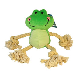 Yarro zabawka pluszowa dla psa - wesoła żaba 36cm piszcząca -podwójny sznur [y0008]
