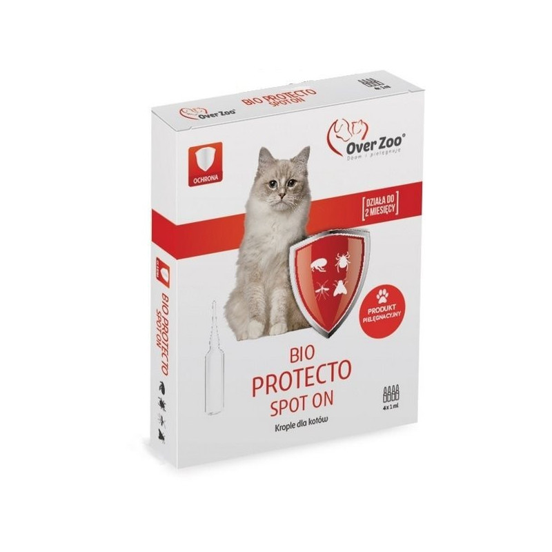 Overzoo bio protecto spot on krople dla kotów 4x1ml