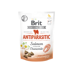 Brit care dog functional snack antipararistic salmon & chamomile 150g