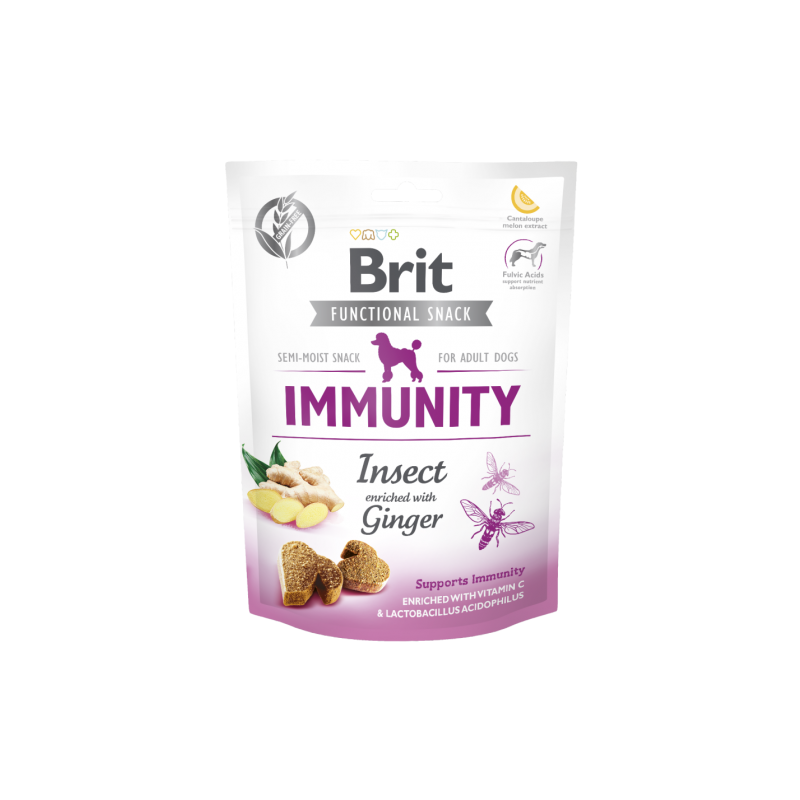 Brit care dog functional snack immunity insect & ginger 150g