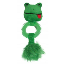 Yarro zabawka pluszowa dla psa żaba z gumowym kółkiem, piszcząca, 27cm [y0029]