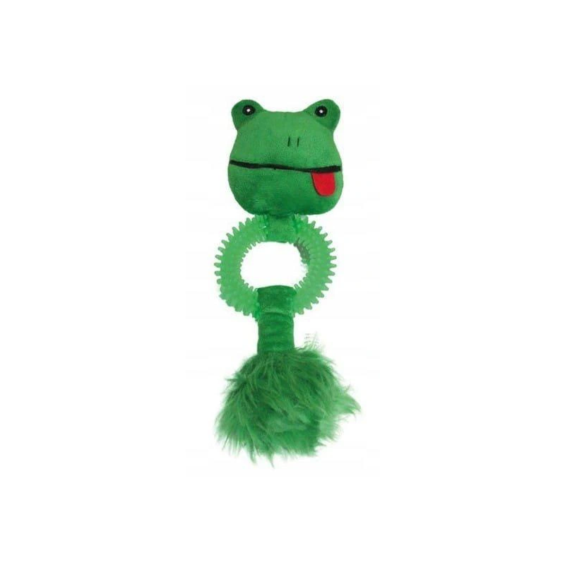 Yarro zabawka pluszowa dla psa żaba z gumowym kółkiem, piszcząca, 27cm [y0029]