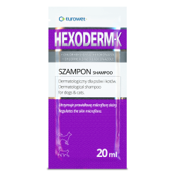 Eurowet hexoderm k - dermatologiczny szampon dla psów i kotów z chlorheksydyną i ketokonazolem, saszetka 20ml