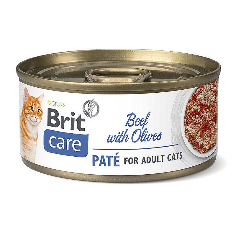 Brit care cat beef & olives puszka dla kota z wołowiną i oliwkami 70g