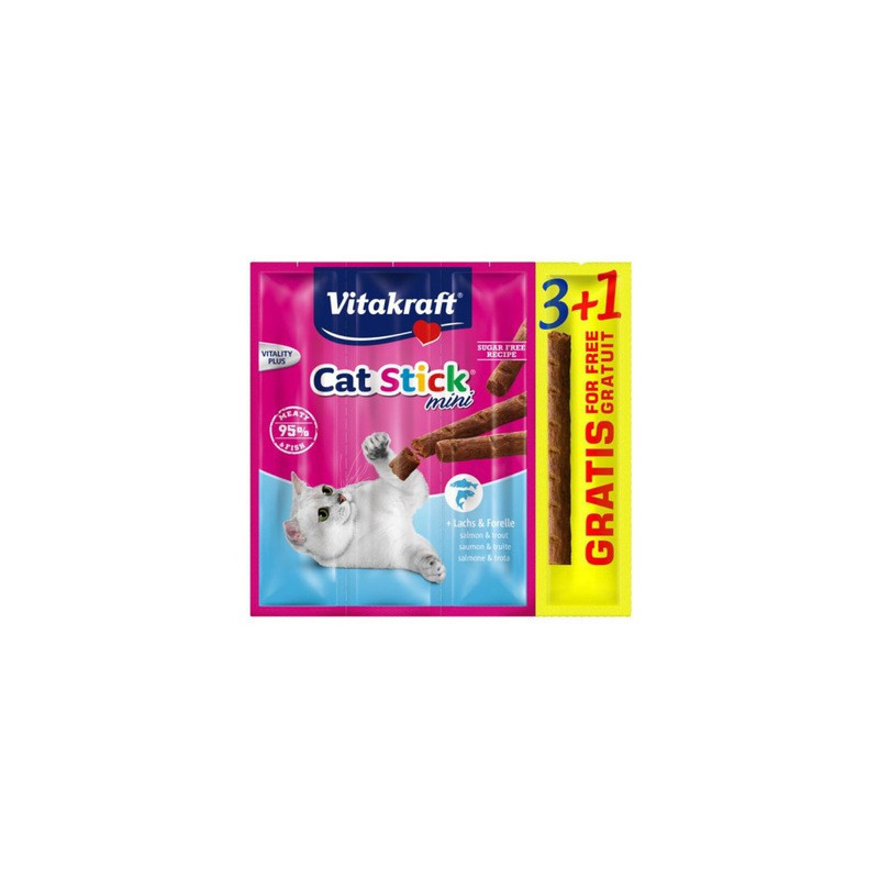 Vitakraft cat stick mini łosoś i pstrąg przysmak dla kota 3+1 gratis