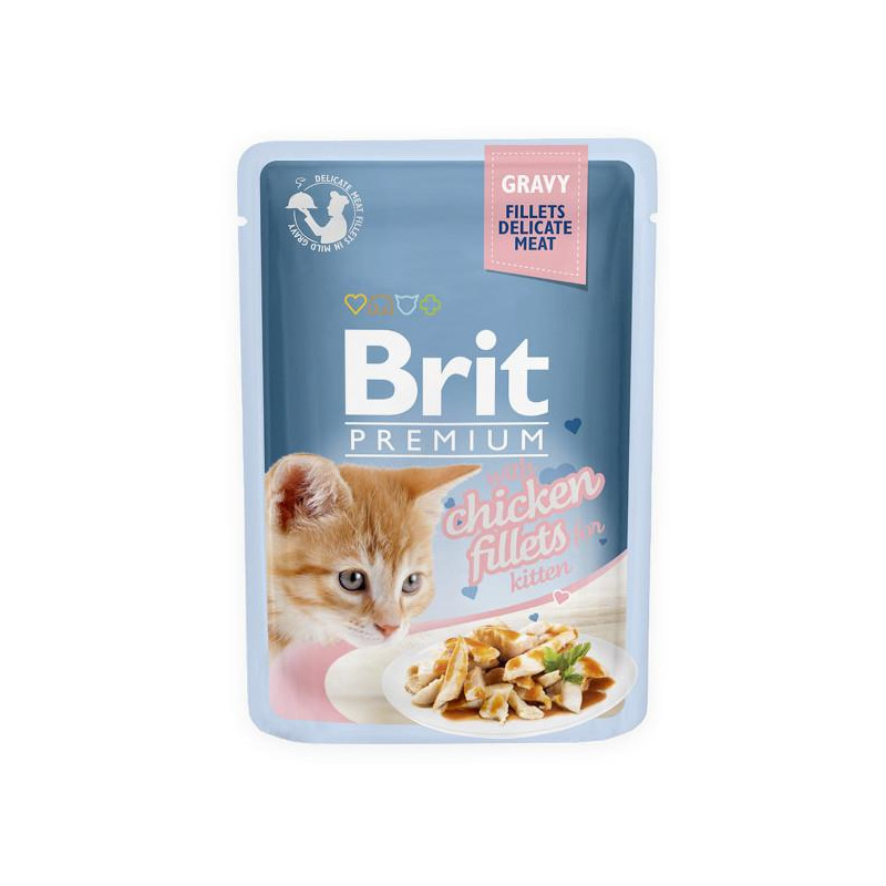Brit pouch gravy kitten fillets chicken saszetka dla kociaków z kurczakiem w sosie 85g