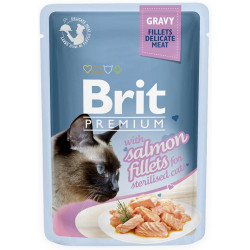 Brit pouch gravy sterilised fillets salmon saszetka dla kotów sterylizowanych z łososiem w sosie 85g