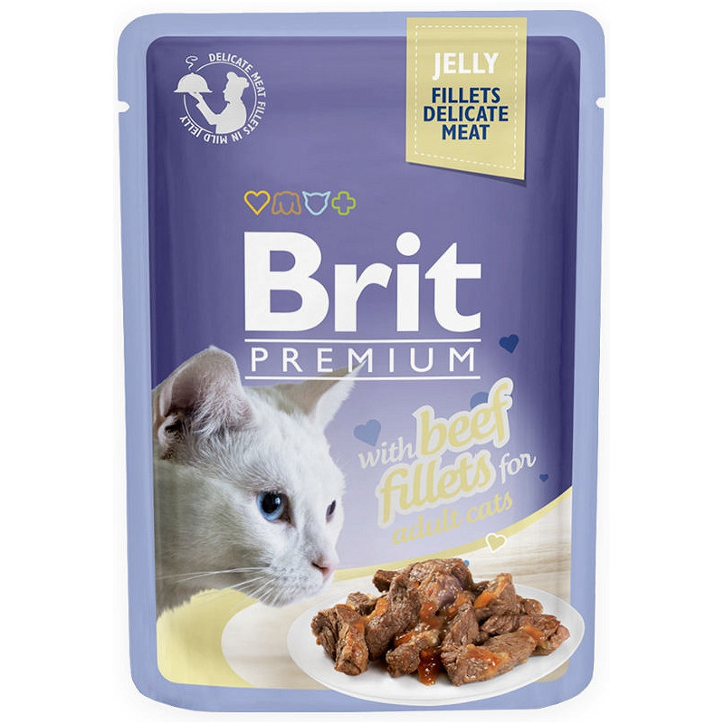 Brit pouch jelly fillets beef saszetka dla kotów z wołowiną w galarecie 85g
