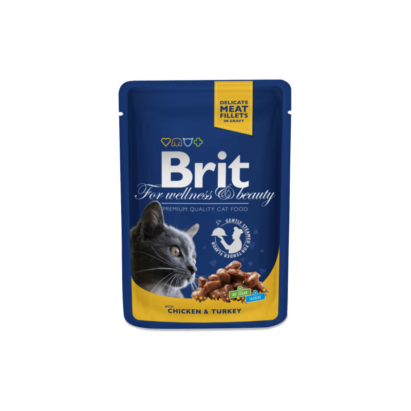 Brit pouches chicken & turkey saszetka dla kotów z kurczakiem i indykiem 100g