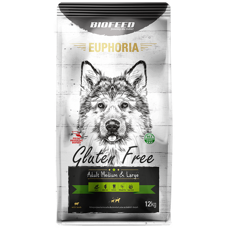 Biofeed euphoria gluten free medium & large dla psów średnich i dużych ras z jagnięciną 12kg