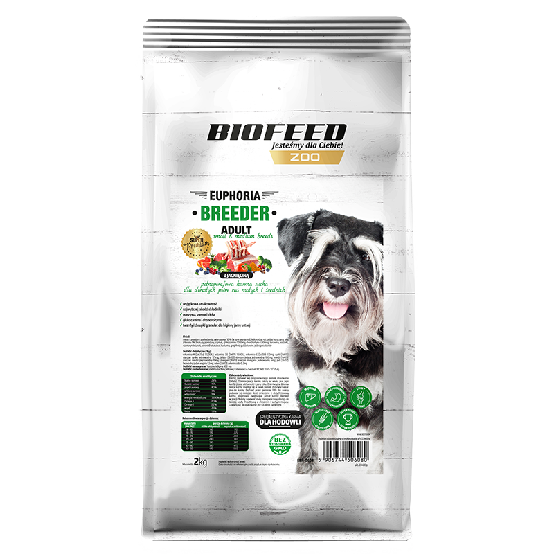 Biofeed euphoria breeder adult small & medium dla dorosłych psów małych i średnich ras z jagnięciną 2kg