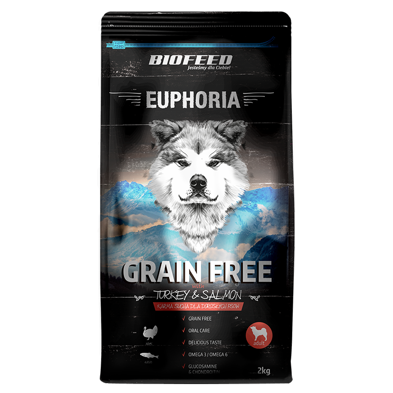 Biofeed euphoria grain free adult dla dorosłych psów z indykiem i łososiem 2kg