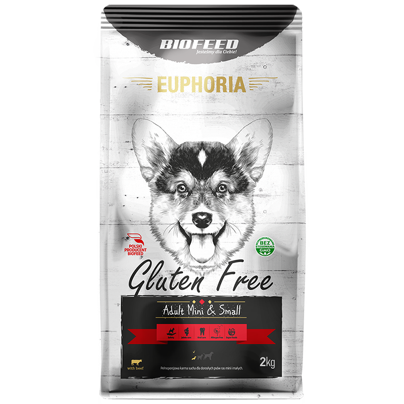 Biofeed euphoria gluten free mini & small dla psów mini i małych ras z wołowiną 2kg