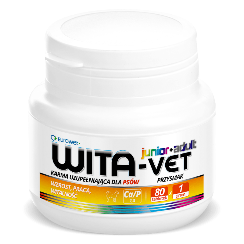 Eurowet wita-vet ca/p 1.3 - suplement z witaminami dla psów 1g 80 tab.