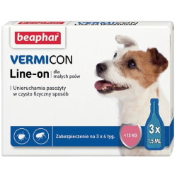 Beaphar vermicon line-on dog s 1,5ml - 3 pipety kropli przeciwpchłowych dla psów