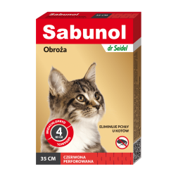 Sabunol obroża czerwona przeciw pchłom dla kotów 35cm