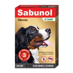 Sabunol obroża ozdobna czarna przeciw kleszczom i pchłom dla psów 50cm