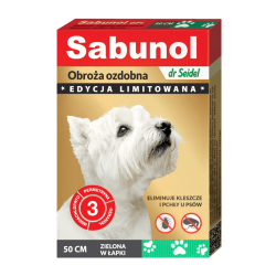 Sabunol gpi obroża ozdobna zielona w łapki przeciw kleszczom i pchłom dla psów 50 cm