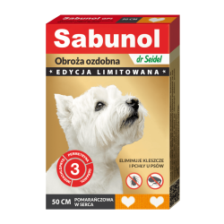 Sabunol gpi obroża ozdobna pomarańczowa w serca przeciw kleszczom i pchłom dla psów 50 cm